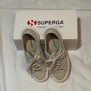 Superga Light Tan Canvas Lace-Ups